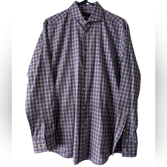 Hugo Boss Other - Hugo Boss Purple Plaid Men's Dress Shirt